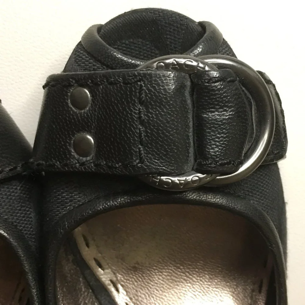 COACH "Diane" Logo'd Canvas & Leather Sling Back Heels 🐴 - Picture 6 of 15